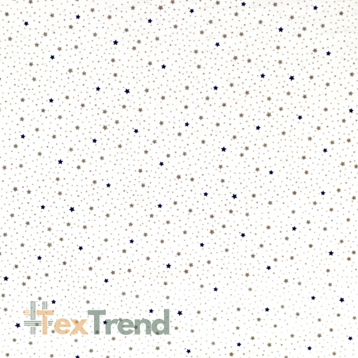 Baumwolle 100% MINI Sterne navy-grau auf weißem Hintergrund  
