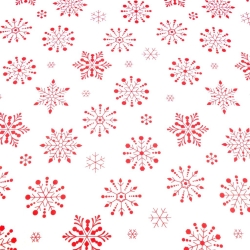 Baumwolle 100% Weihnachtsmuster große Schneeflocken rot auf weißem Hintergrund  