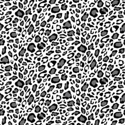 Baumwolle 100% Leopardenmuster grau-schwarz auf weißem Hintergrund  