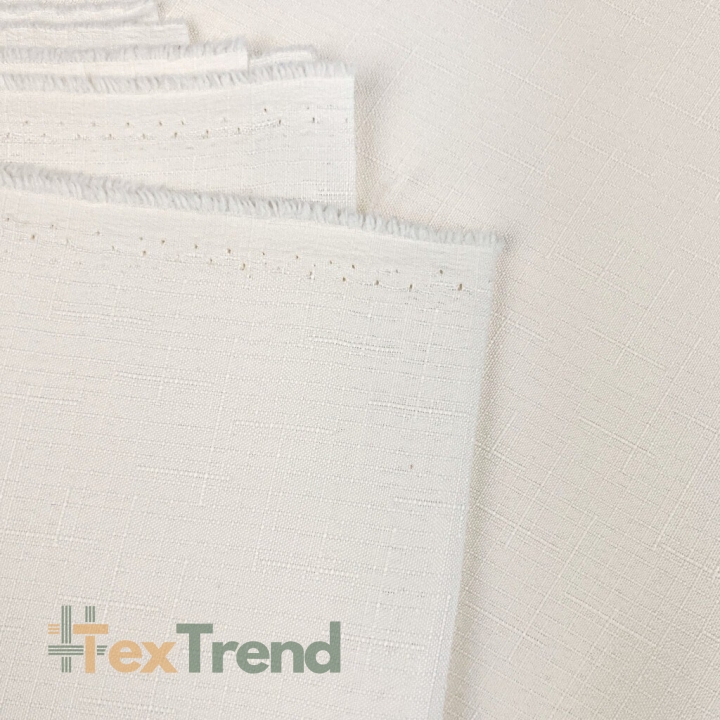 Tischdeckenstoff fleckenabweisend ecru - Leinenmuster  