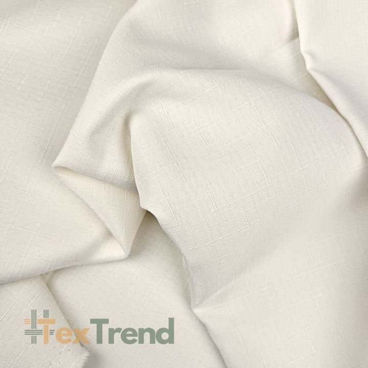 Tischdeckenstoff fleckenabweisend ecru - Leinenmuster  