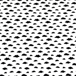 Baumwolle 100% MINI Wolken schwarz auf weißem Hintergrund  