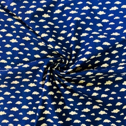 Baumwolle 100% MINI Wolken weiß auf navy Hintergrund  