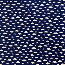 Baumwolle 100% MINI Wolken weiß auf navy Hintergrund  