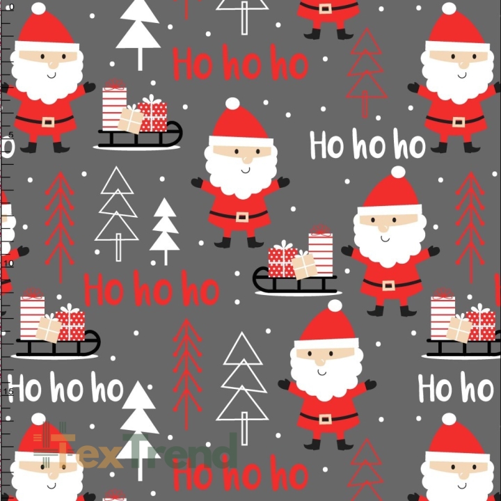 Baumwolle 100% Weihnachtsmuster Weihnachtsmänner auf dunkelgrauem Hintergrund  