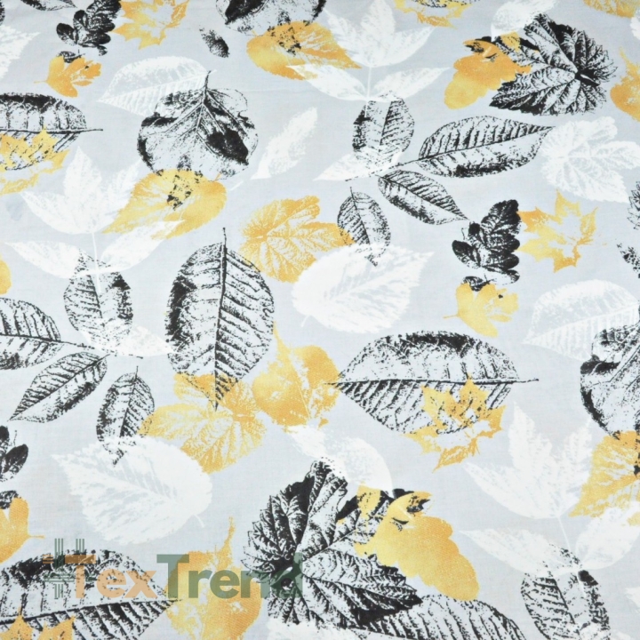 Baumwolle 100% Herbstblätter auf grauem Hintergrund  