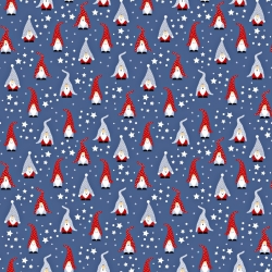 Baumwolle 100% Weihnachtsmuster Wichtel auf navy Hintergrund  