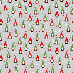 Baumwolle 100% Weihnachtsmuster Wichtel auf hellgrauem Hintergrund  