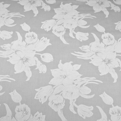 Baumwolle 100% weiße Blumen auf grauem Hintergrund 220cm  