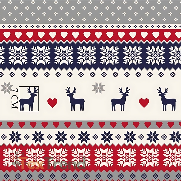 Baumwolle 100% Weihnachtsmuster skandinavisch navy-rot-grau  