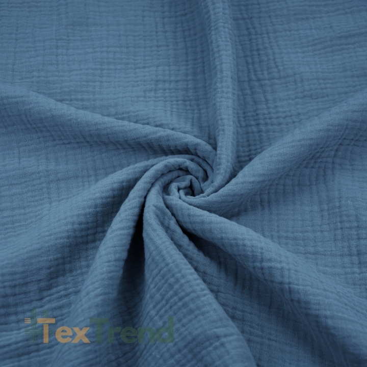Baumwoll-Musselin Double Gauze pastell dunkelblau (Faded Denim)  
