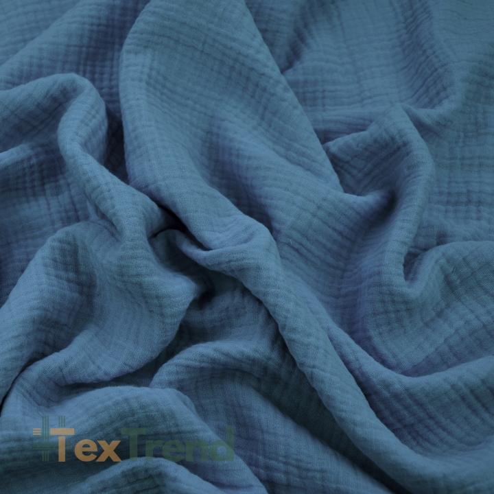 Baumwoll-Musselin Double Gauze pastell dunkelblau (Faded Denim)  