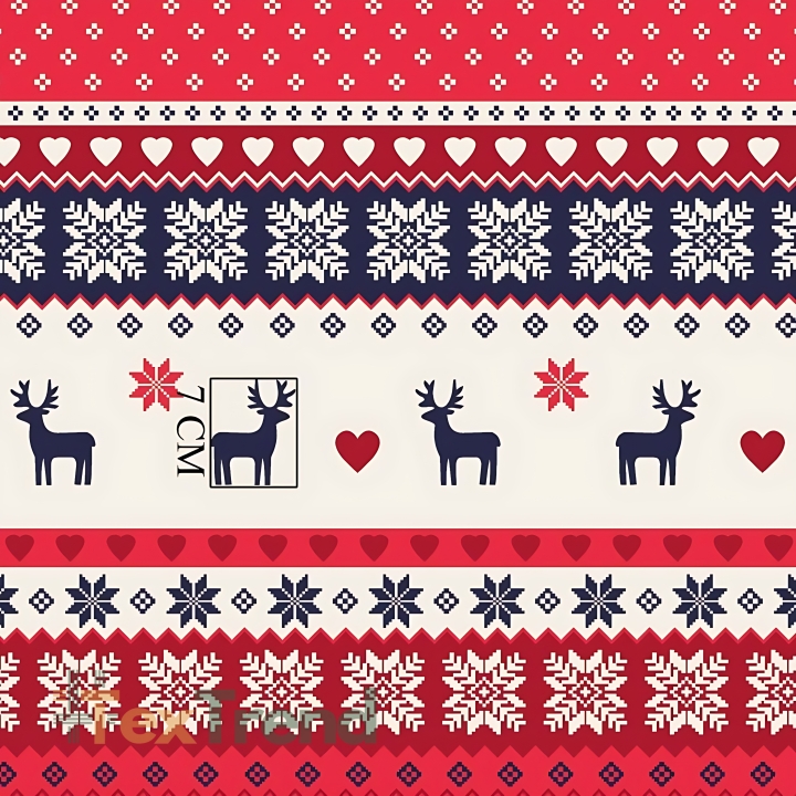 Baumwolle 100% Weihnachtsmuster skandinavisch navy-rot  