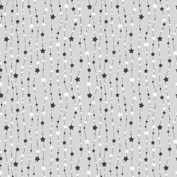 Baumwolle 100% Sterne an einer Kette schwarz-weiß auf grauem Hintergrund