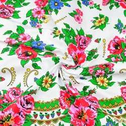 Baumwolle 100% mit dem Muster Halka Goralka auf weißem Hintergrund  