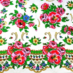 Baumwolle 100% mit dem Muster Halka Goralka auf weißem Hintergrund  