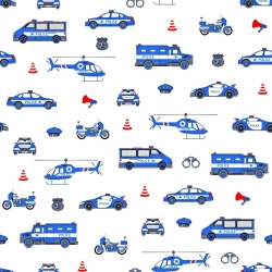 Baumwolle 100% Polizei blau auf weißem Hintergrund  