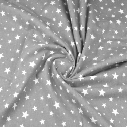 Flanell Sterne weiß auf grauem Hintergrund  