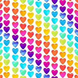 Jersey-Stoff Digitaldruck bunte Herzen auf weißem Hintergrund  