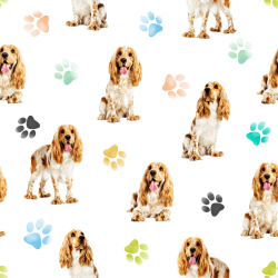 Jersey-Stoff Digitaldruck Hunde mit Pfoten auf weißem Hintergrund  