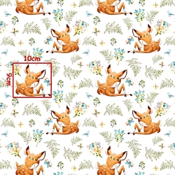 Baumwolle 100% Reh auf der Wiese auf weißem Hintergrund  