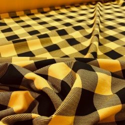 Sweatshirtstoff Loop - kariert schwarz-senfgelb  