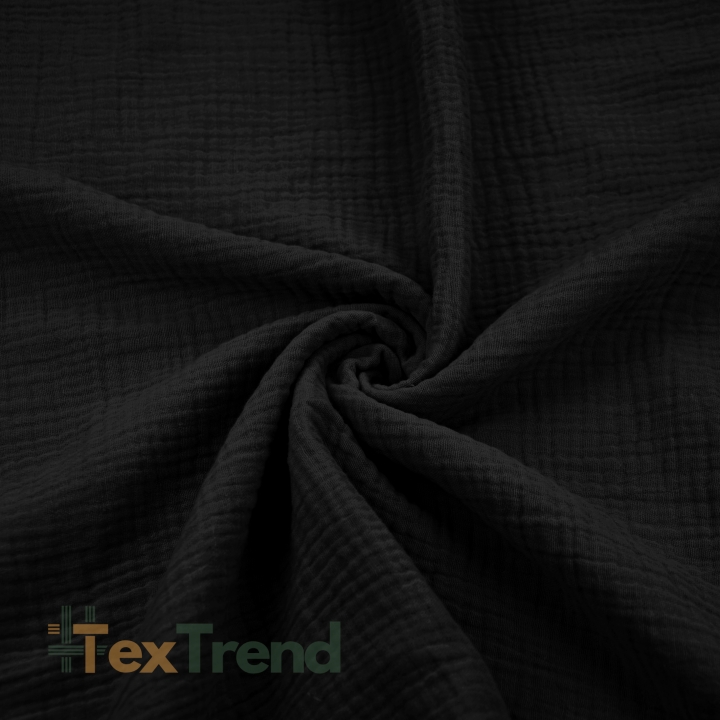 Baumwoll-Musselin double gauze schwarz (Black)  