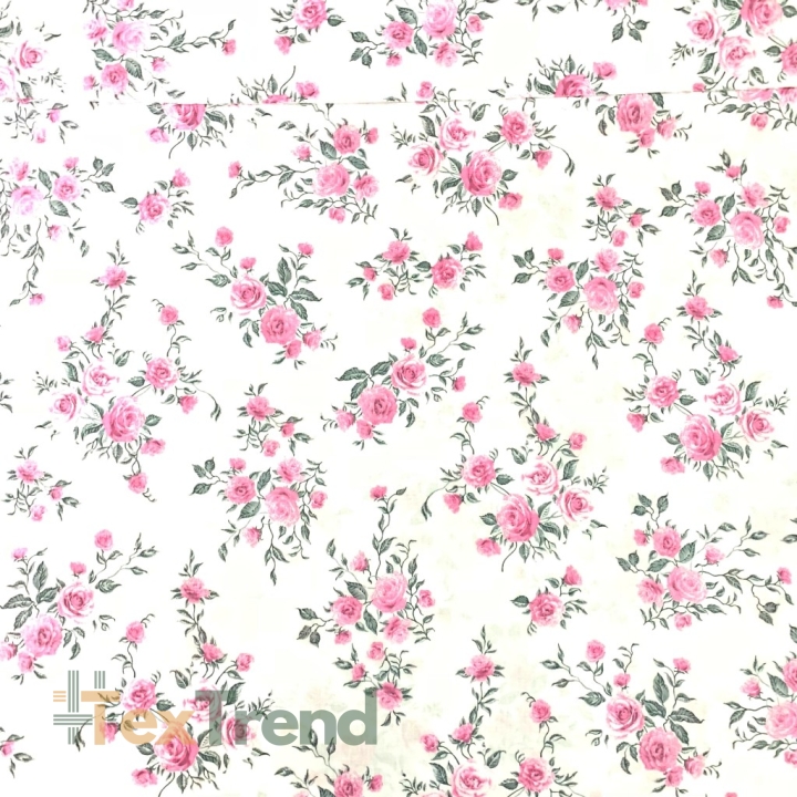 Baumwolle 100% Blumensträuße Rosen auf weißem Hintergrund  