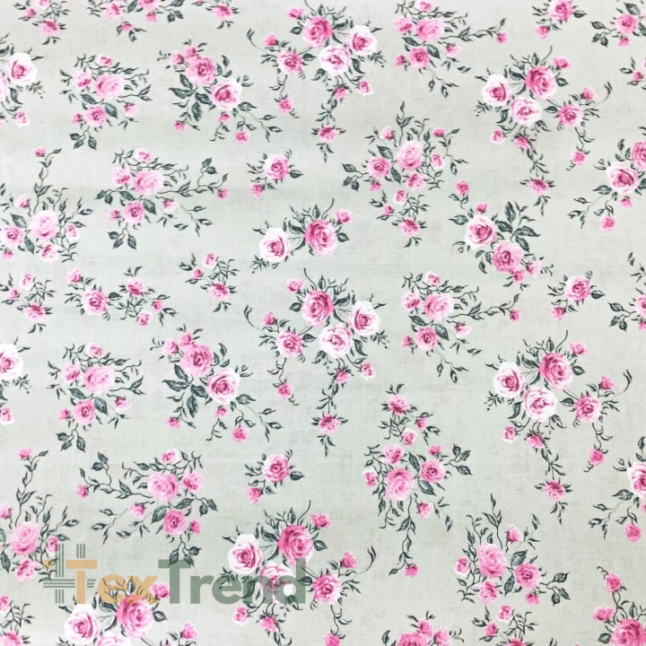 Baumwolle 100% Blumensträuße Rosen auf grauem Hintergrund  