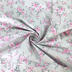 Baumwolle 100% Blumensträuße Rosen auf grauem Hintergrund  