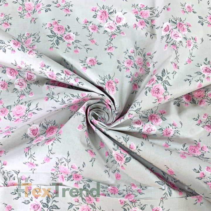 Baumwolle 100% Blumensträuße Rosen auf grauem Hintergrund  