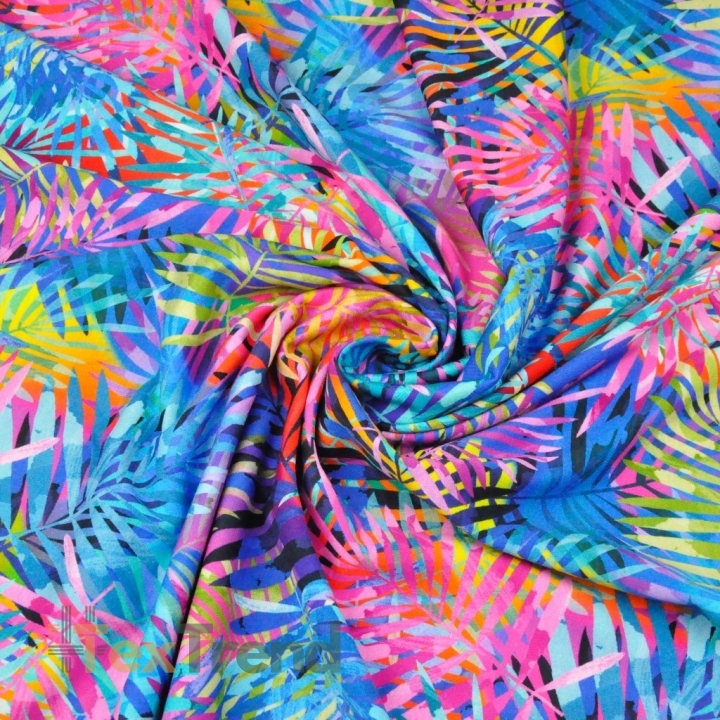 Jersey-Stoff Digitaldruck, bunte Blätter  