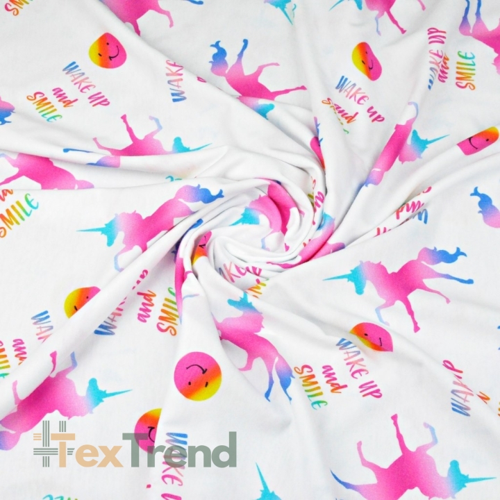 Jersey-Stoff Digitaldruck bunte Einhörner  