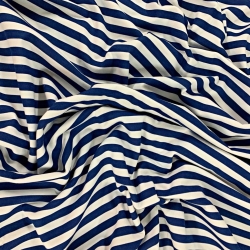 Jersey-Stoff Streifen weiß-marineblau  