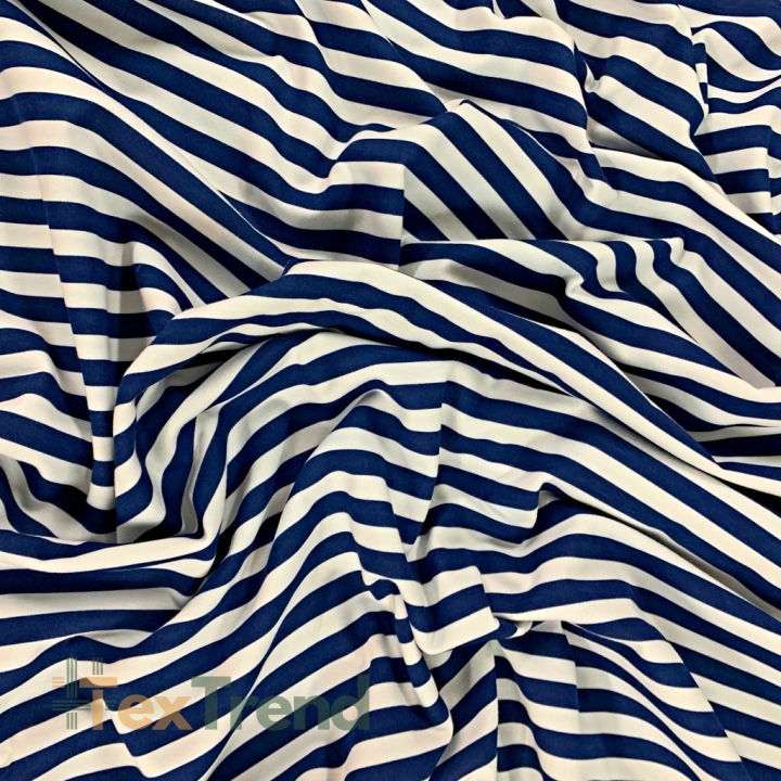 Jersey-Stoff Streifen weiß-marineblau  