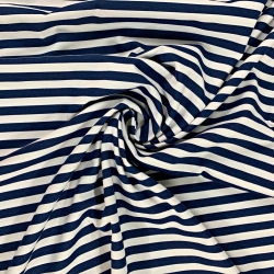 Jersey-Stoff Streifen weiß-marineblau  