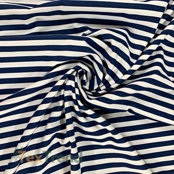 Jersey-Stoff Streifen weiß-marineblau  