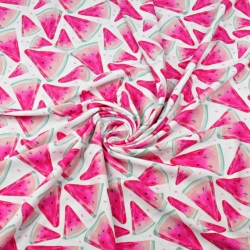 Jersey-Stoff digitaldruck - Wassermelonen auf weißem Hintergrund  