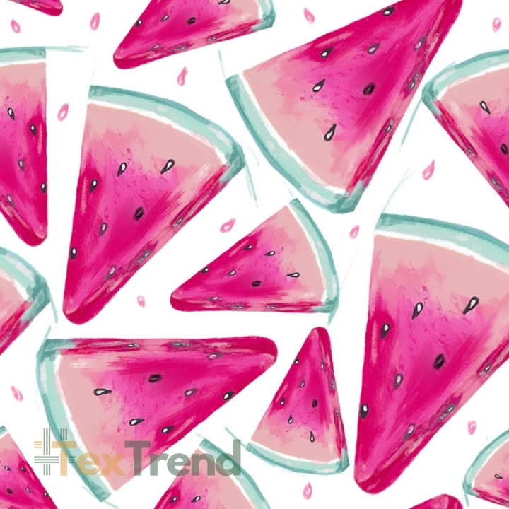 Jersey-Stoff digitaldruck - Wassermelonen auf weißem Hintergrund  