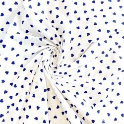 Baumwolle 100% Herzen 8mm dunkelblau auf weißem Hintergrund  