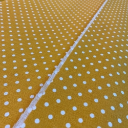 Baumwolle 100% Punkte 4mm weiß auf senfgelbem Hintergrund  