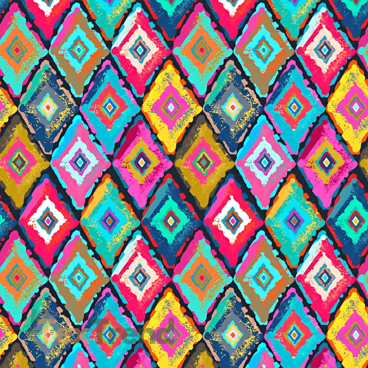 Jersey Stoff Digitaldruck - bunte Mosaik  