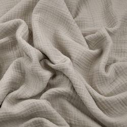 Baumwoll-Musselin double gauze grau-beige (Regentag)  