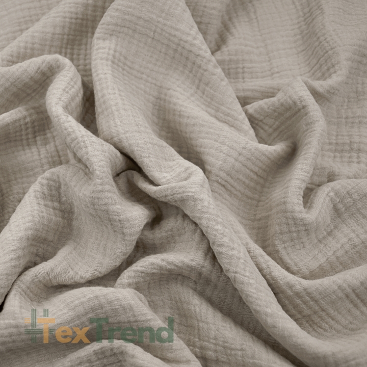 Baumwoll-Musselin double gauze grau-beige (Regentag)  