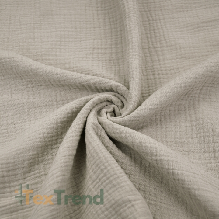 Baumwoll-Musselin double gauze grau-beige (Regentag)  