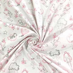 Baumwolle 100% Kuscheltiere rosa auf weißem Hintergrund  