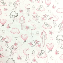 Baumwolle 100% Kuscheltiere rosa auf weißem Hintergrund  