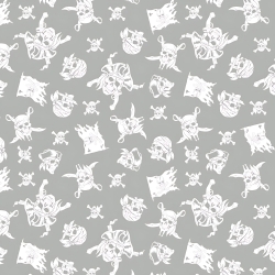 Baumwolle 100% weiße Piratenschädel auf grauem Hintergrund  