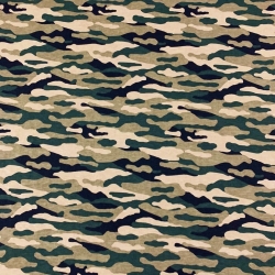 Jersey-Stoff grün-beige Camouflage  
