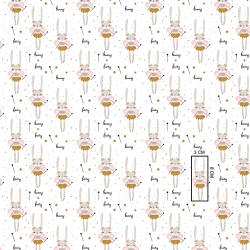 Baumwolle 100% Kaninchenfeen auf weißem Hintergrund  